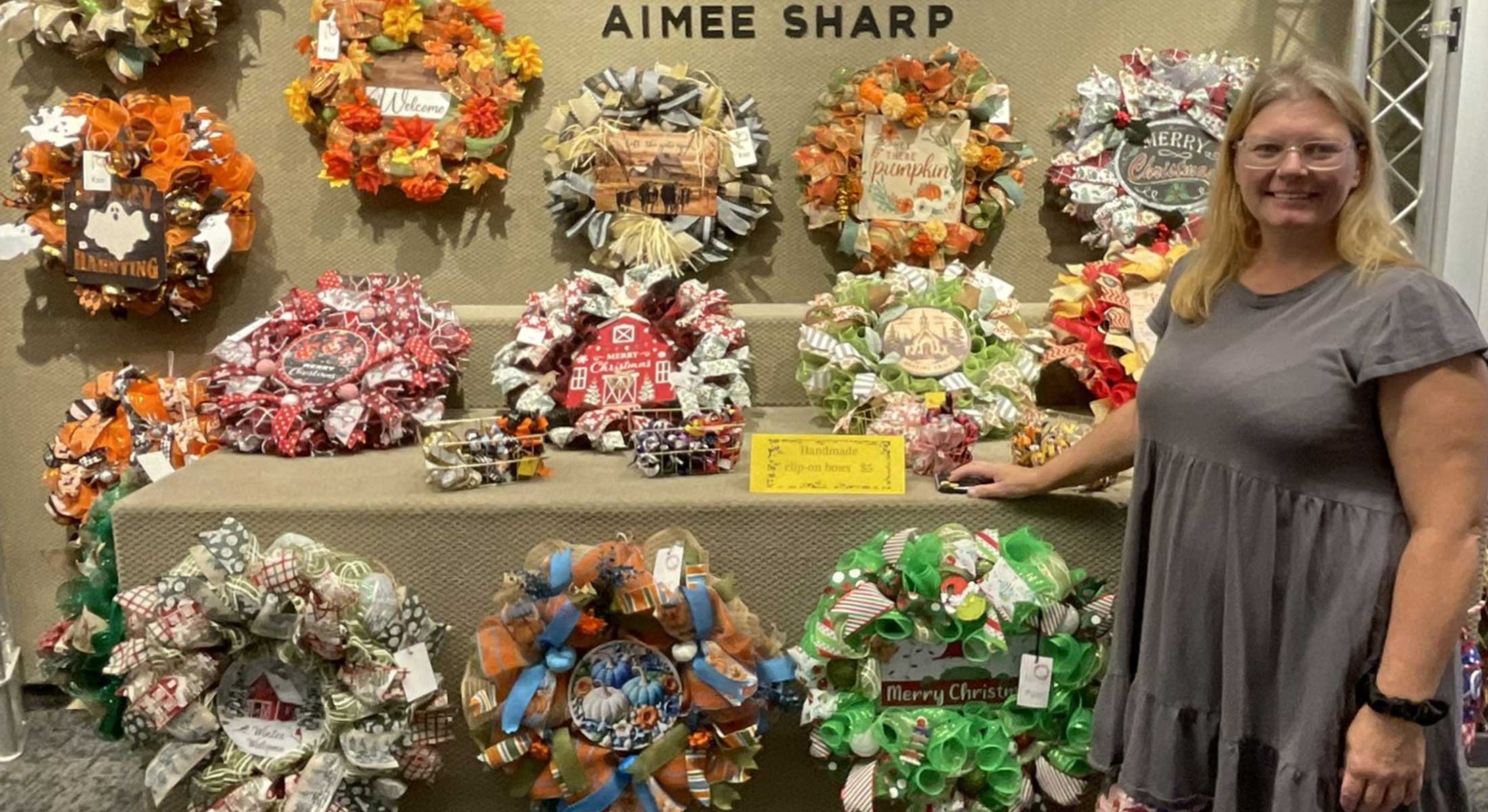 September Artist of the Month, Aimee Sharp with her display