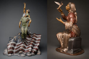 Going Home and The Call Life sculptures by Sondra Jonson